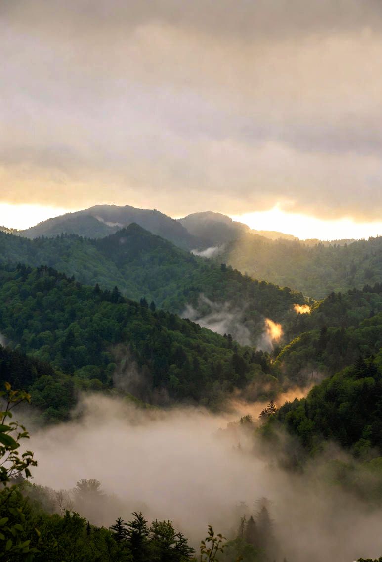 Serene view of the Blue Ridge Mountains near Burnsville, NC, representing the peace of mind provided by our funeral pre-planning and grief resources.